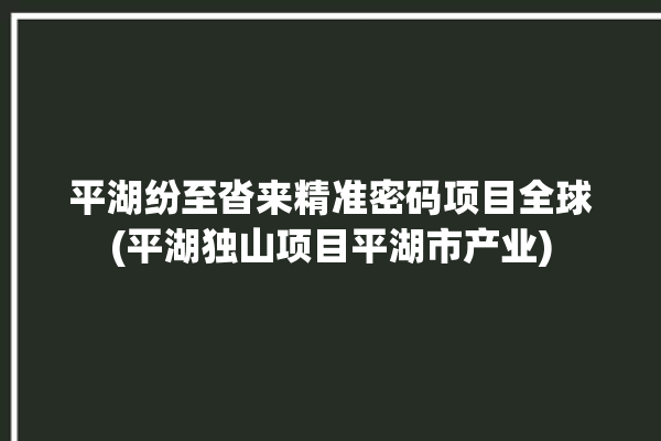 平湖纷至沓来精准密码项目全球(平湖独山项目平湖市产业)