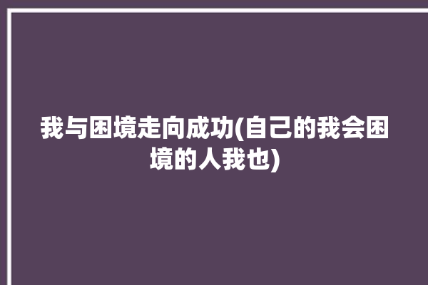 我与困境走向成功(自己的我会困境的人我也)