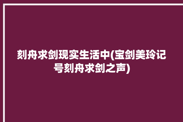 刻舟求剑现实生活中(宝剑美玲记号刻舟求剑之声)