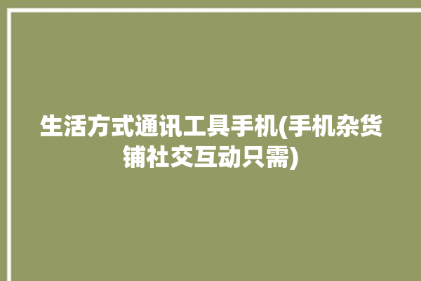 生活方式通讯工具手机(手机杂货铺社交互动只需)