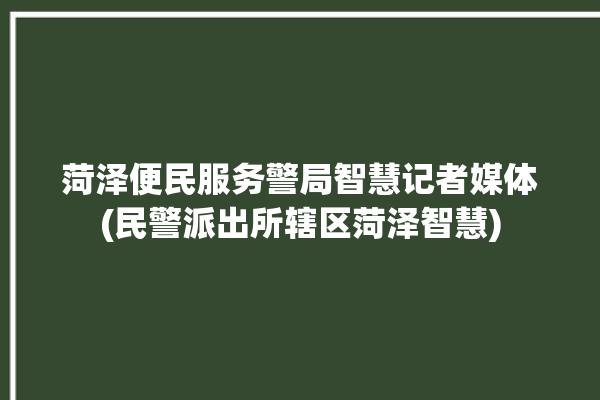 菏泽便民服务警局智慧记者媒体(民警派出所辖区菏泽智慧)