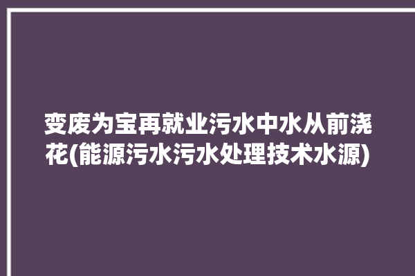 变废为宝再就业污水中水从前浇花(能源污水污水处理技术水源)