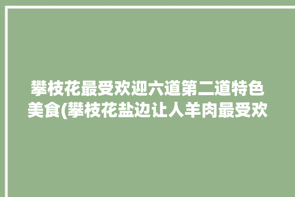 攀枝花最受欢迎六道第二道特色美食(攀枝花盐边让人羊肉最受欢迎)