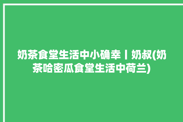 奶茶食堂生活中小确幸丨奶叔(奶茶哈密瓜食堂生活中荷兰)