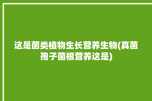 这是菌类植物生长营养生物(真菌孢子菌根营养这是)