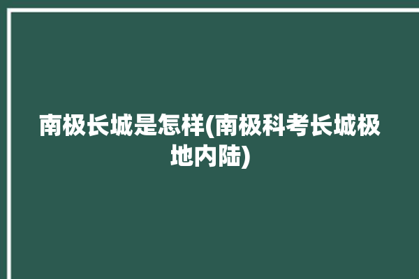 南极长城是怎样(南极科考长城极地内陆)