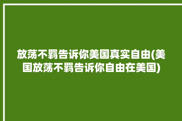 放荡不羁告诉你美国真实自由(美国放荡不羁告诉你自由在美国)