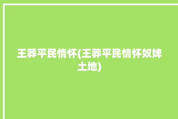 王莽平民情怀(王莽平民情怀奴婢土地)