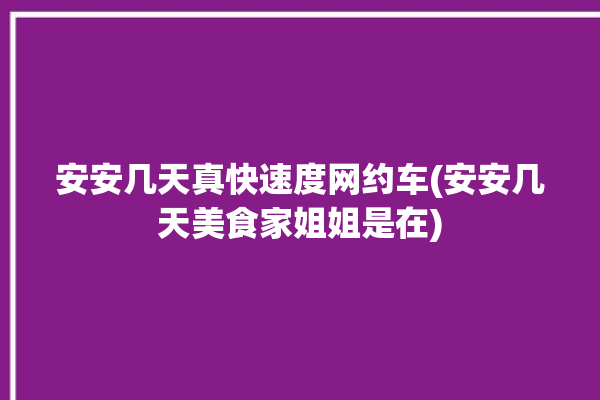 安安几天真快速度网约车(安安几天美食家姐姐是在)