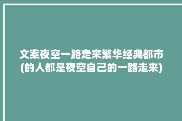 文案夜空一路走来繁华经典都市(的人都是夜空自己的一路走来)