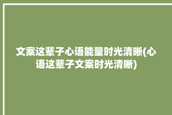 文案这辈子心语能量时光清晰(心语这辈子文案时光清晰)