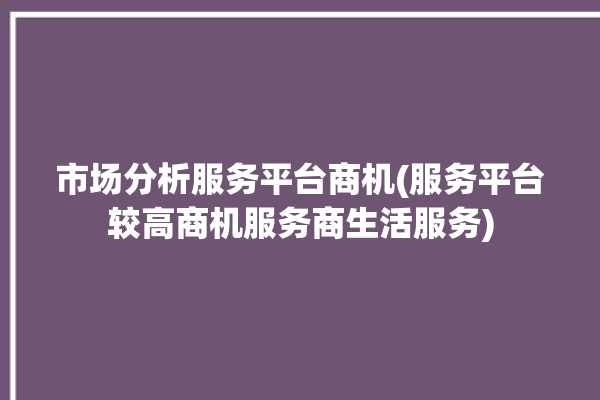 市场分析服务平台商机(服务平台较高商机服务商生活服务)