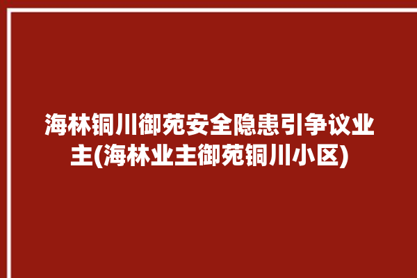 海林铜川御苑安全隐患引争议业主(海林业主御苑铜川小区)