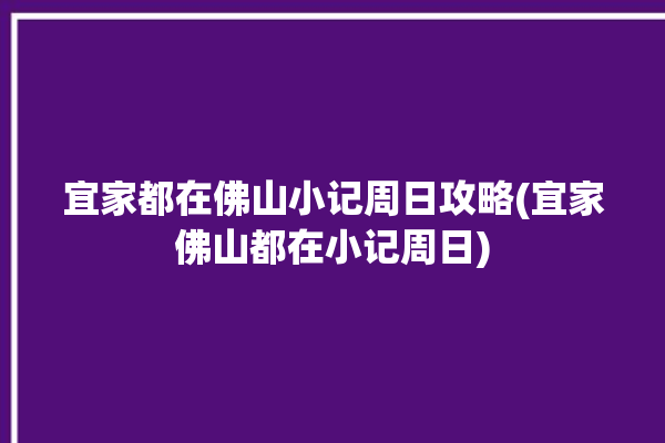 宜家都在佛山小记周日攻略(宜家佛山都在小记周日)