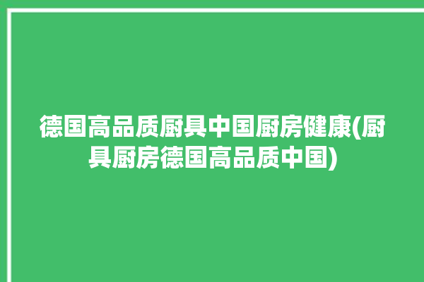 德国高品质厨具中国厨房健康(厨具厨房德国高品质中国)