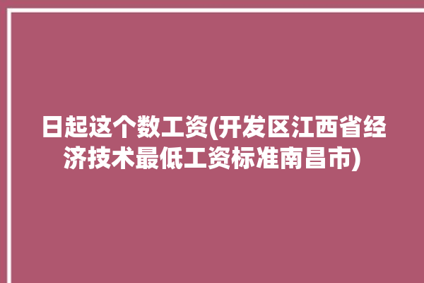 日起这个数工资(开发区江西省经济技术最低工资标准南昌市)