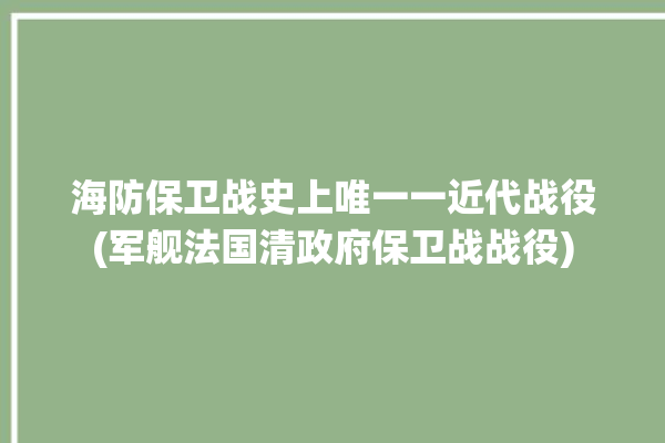 海防保卫战史上唯一一近代战役(军舰法国清政府保卫战战役)