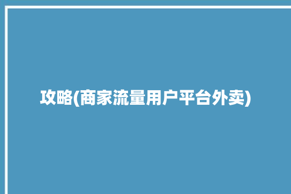 攻略(商家流量用户平台外卖)