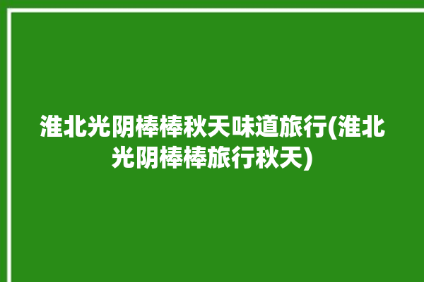 淮北光阴棒棒秋天味道旅行(淮北光阴棒棒旅行秋天)