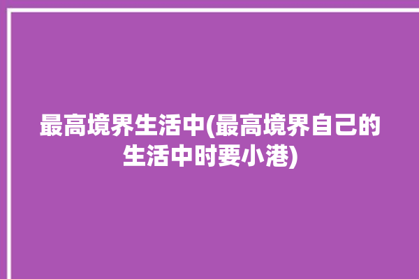 最高境界生活中(最高境界自己的生活中时要小港)