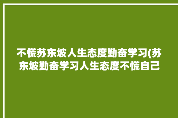 不慌苏东坡人生态度勤奋学习(苏东坡勤奋学习人生态度不慌自己的)