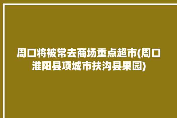 周口将被常去商场重点超市(周口淮阳县项城市扶沟县果园)