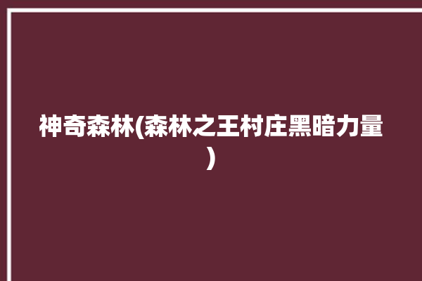 神奇森林(森林之王村庄黑暗力量)