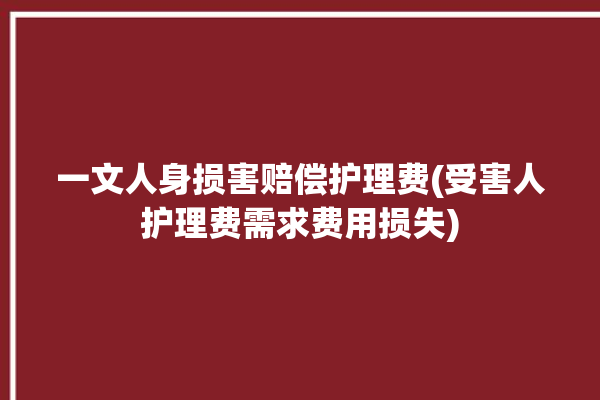 一文人身损害赔偿护理费(受害人护理费需求费用损失)