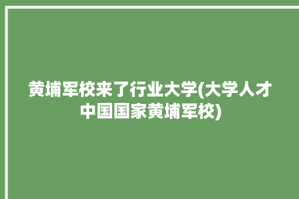 黄埔军校来了行业大学(大学人才中国国家黄埔军校)