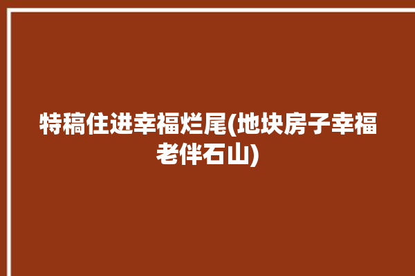 特稿住进幸福烂尾(地块房子幸福老伴石山)