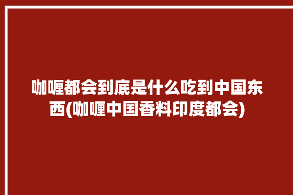 咖喱都会到底是什么吃到中国东西(咖喱中国香料印度都会)