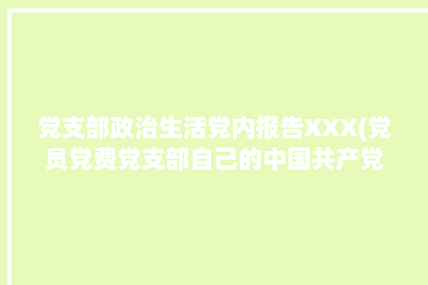 党支部政治生活党内报告XXX(党员党费党支部自己的中国共产党)