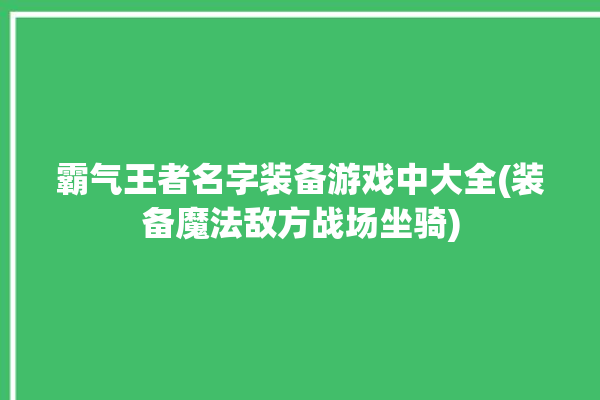 霸气王者名字装备游戏中大全(装备魔法敌方战场坐骑)