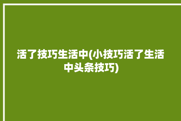 活了技巧生活中(小技巧活了生活中头条技巧)