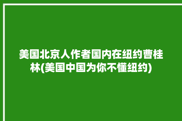 美国北京人作者国内在纽约曹桂林(美国中国为你不懂纽约)