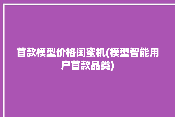 首款模型价格闺蜜机(模型智能用户首款品类)