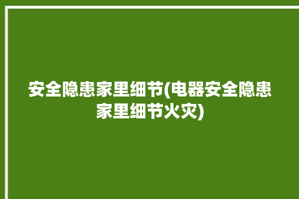 安全隐患家里细节(电器安全隐患家里细节火灾)