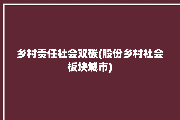 乡村责任社会双碳(股份乡村社会板块城市)