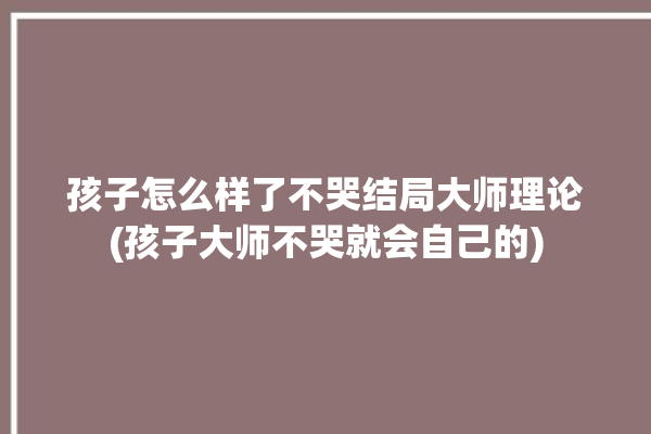 孩子怎么样了不哭结局大师理论(孩子大师不哭就会自己的)