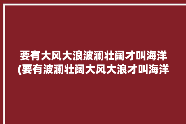 要有大风大浪波澜壮阔才叫海洋(要有波澜壮阔大风大浪才叫海洋)