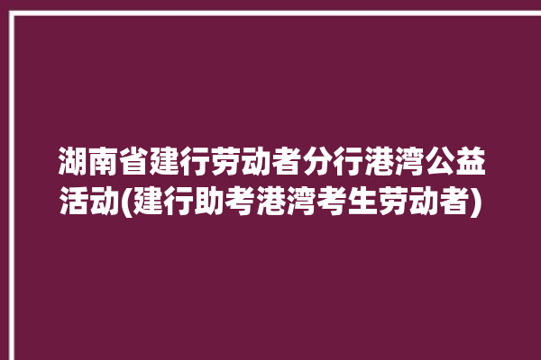 湖南省建行劳动者分行港湾公益活动(建行助考港湾考生劳动者)