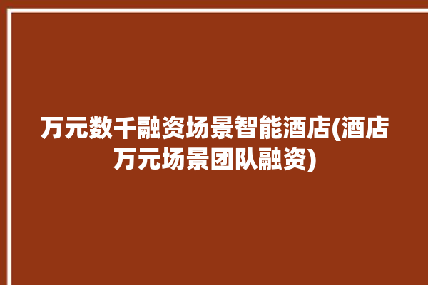 万元数千融资场景智能酒店(酒店万元场景团队融资)