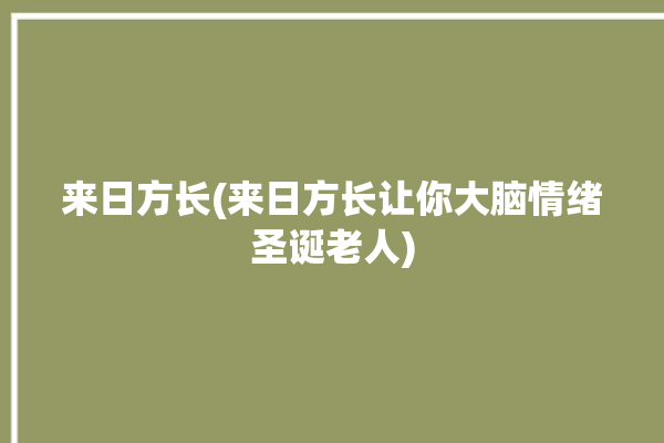 来日方长(来日方长让你大脑情绪圣诞老人)