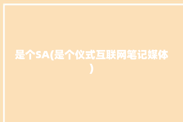 是个SA(是个仪式互联网笔记媒体)