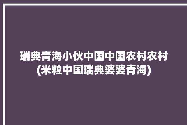 瑞典青海小伙中国中国农村农村(米粒中国瑞典婆婆青海)