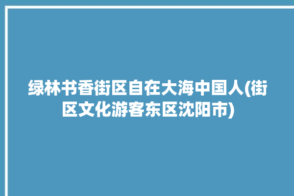 绿林书香街区自在大海中国人(街区文化游客东区沈阳市)