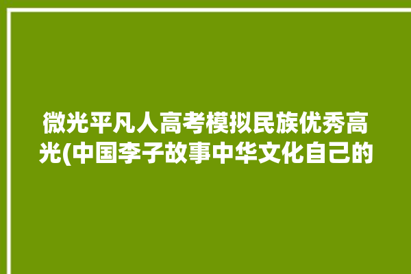 微光平凡人高考模拟民族优秀高光(中国李子故事中华文化自己的)