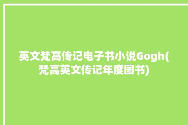 英文梵高传记电子书小说Gogh(梵高英文传记年度图书)