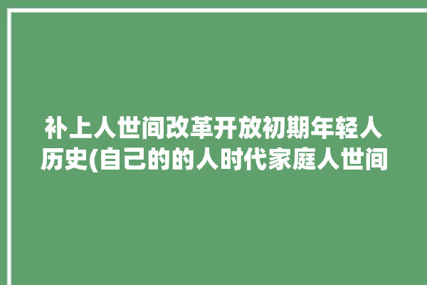 补上人世间改革开放初期年轻人历史(自己的的人时代家庭人世间)