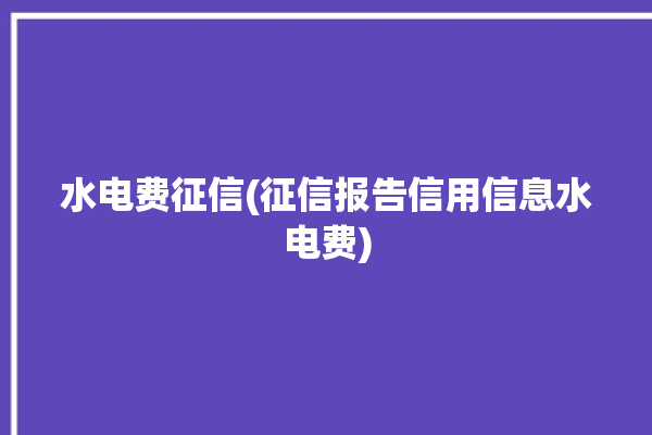 水电费征信(征信报告信用信息水电费)